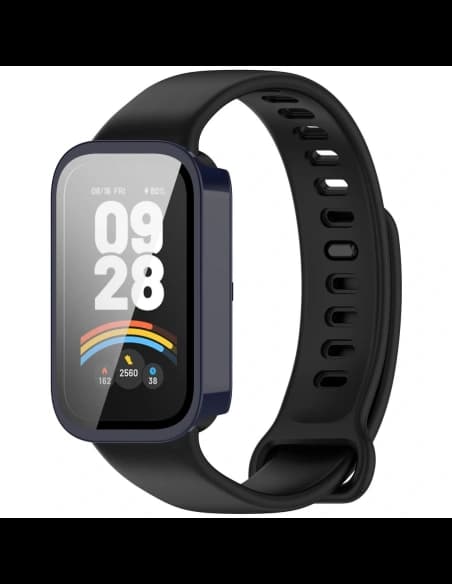 Etui ze szkłem do zegarka Bizon Case+Glass Watch do Xiaomi Smart Band 9 Active / Redmi Smart Band 3 niebieskie