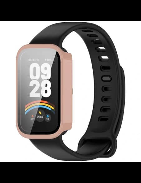 Etui ze szkłem do zegarka Bizon Case+Glass Watch do Xiaomi Smart Band 9 Active / Redmi Smart Band 3 różowe