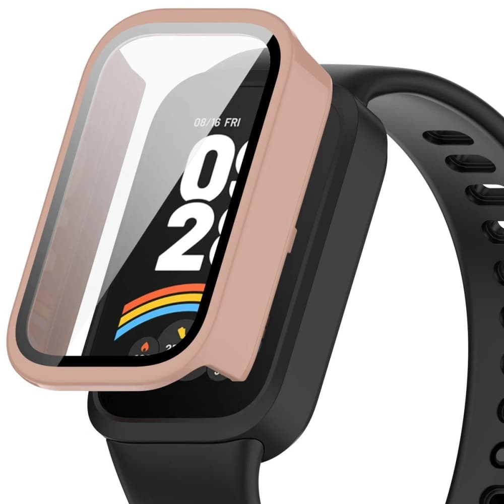 Etui ze skla na hodinky Bizon Case+Glass Watch do Xiaomi Smart Band 9 Active / Redmi Smart Band 3 růžové - 4