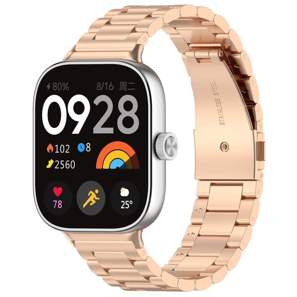 Páskový řemínek z nerezové oceli Bizon Strap Watch Aura pro Xiaomi Redmi Watch 4 / Smart Band 8 Pro / 9 Pro růžovo-zlatý - 2
