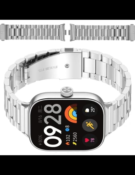 Bizon Strap Óra Aura Xiaomi Redmi Óra 4 / Okos Karkötő 8 Pro / 9 Pro ezüst