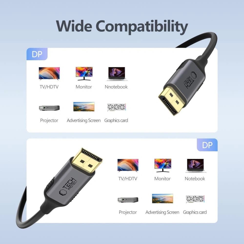 Tech-Protect Ultraboost Kábel DisplayPort / DisplayPort 1.4 4K 60Hz 200cm Fekete - 2