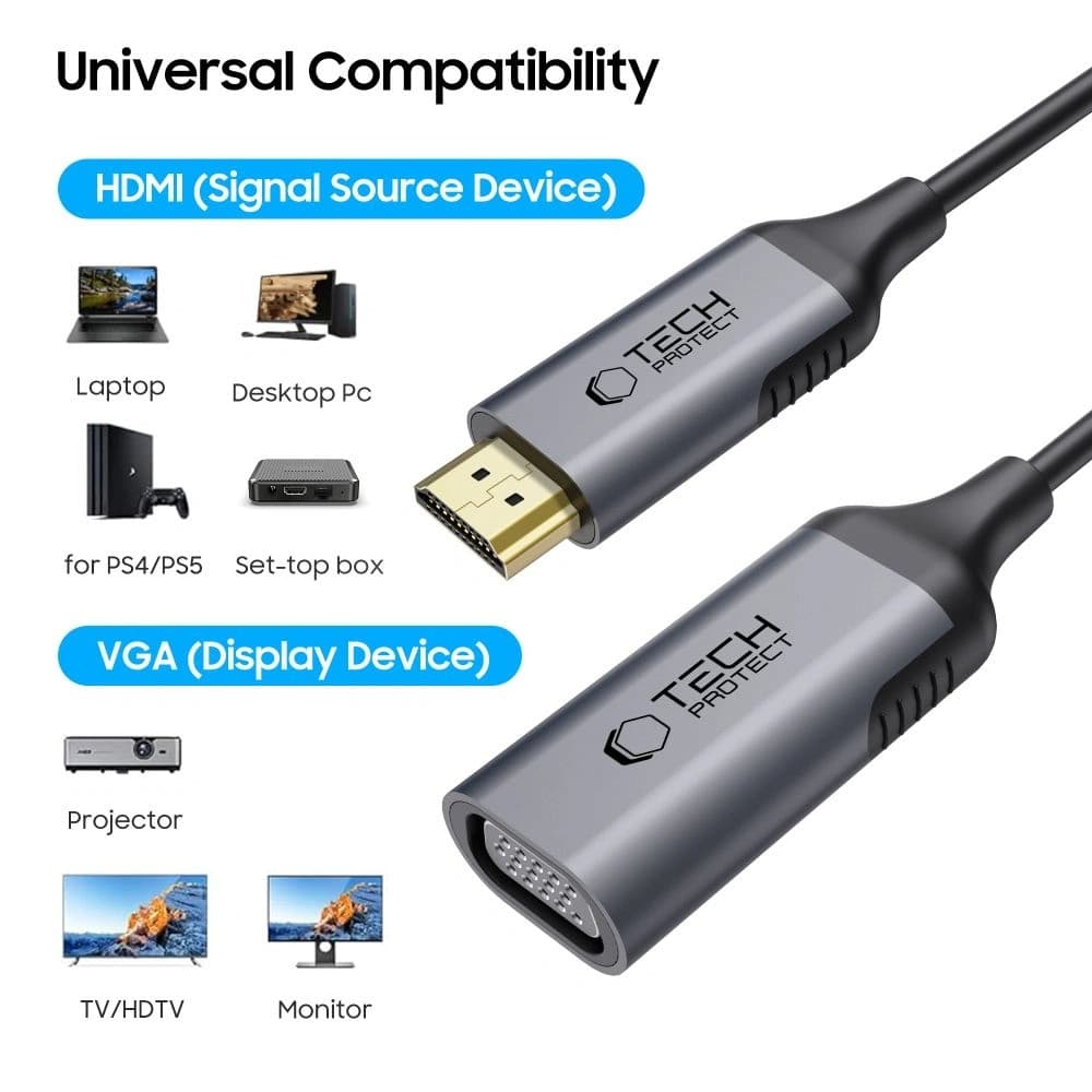 Tech-Protect Ultraboost Adapter HDMI / VGA FHD 60Hz Black - 2