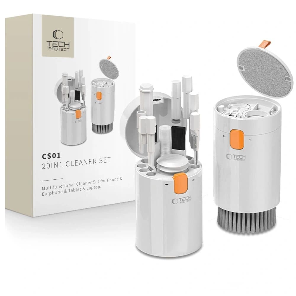Zestaw czyszczący do telefonu / słuchawek / laptopa Tech-Protect CS01 Cleaner Set 20in1 For Phone & Earphone & Tablet & Laptop White - 1