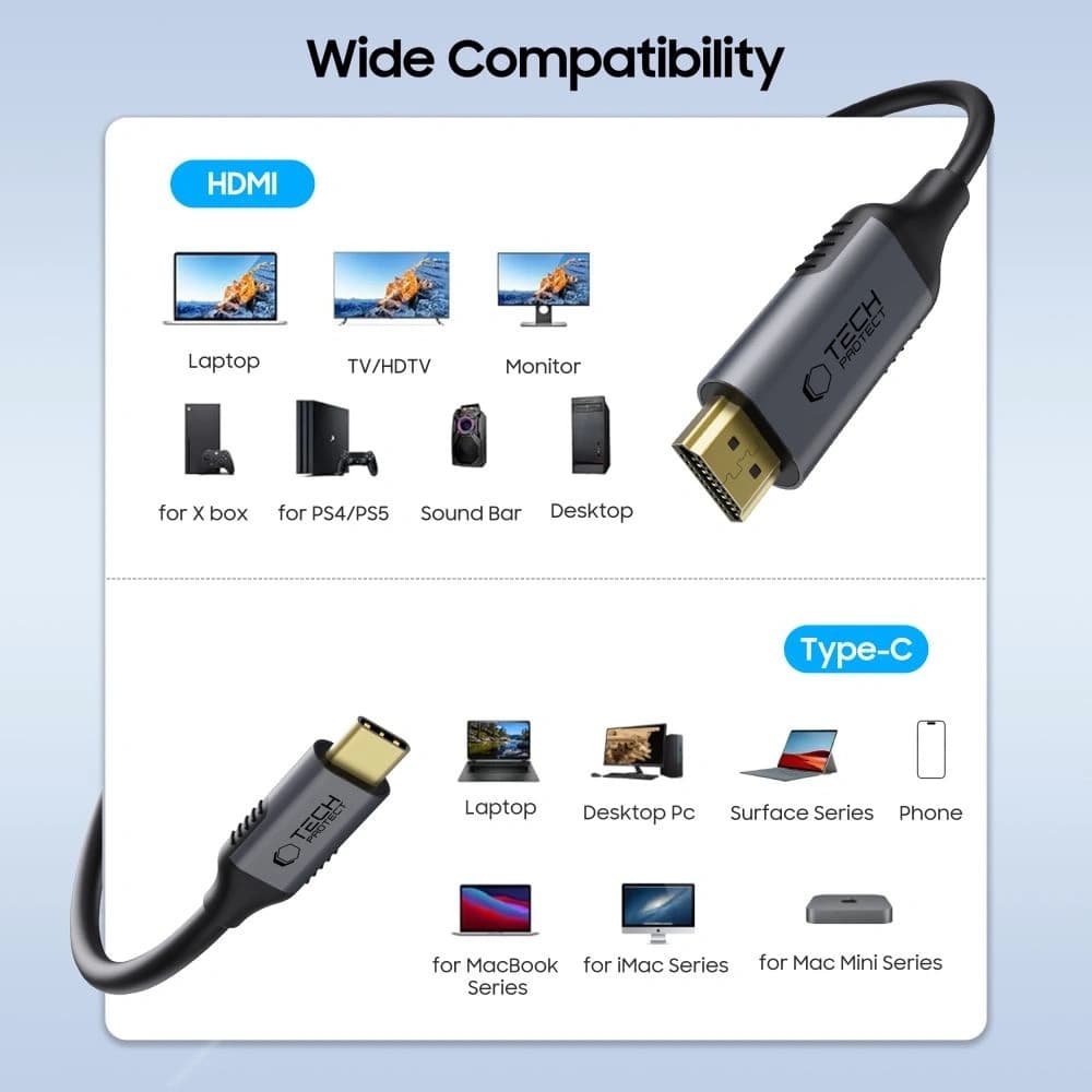 Kabel Tech-Protect Ultraboost Cable USB-C / HDMI 2.0 4K 60Hz 180cm černý - 2