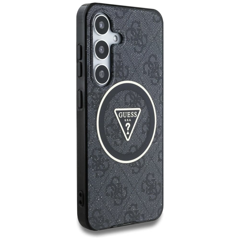 Guess 4G Csillogó Háromszög Gombok MagSafe Samsung Galaxy S25+ Plus fekete - 4