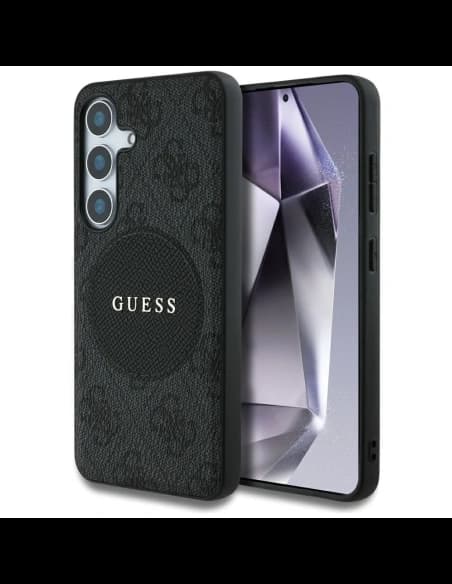 Guess Patch Rotund 4G Logo Clasic MagSafe Samsung Galaxy S25+ Plus negru