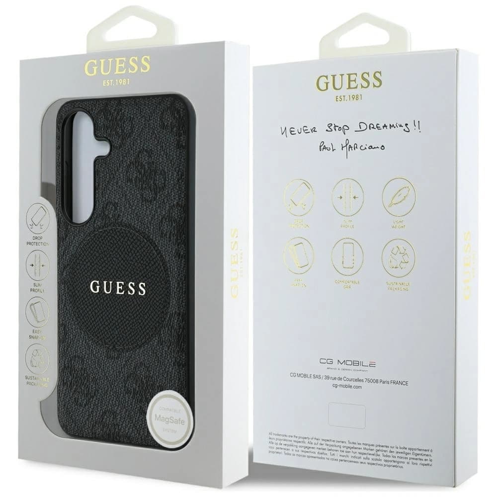 Guess Patch Rotund 4G Logo Clasic MagSafe Samsung Galaxy S25+ Plus negru - 8