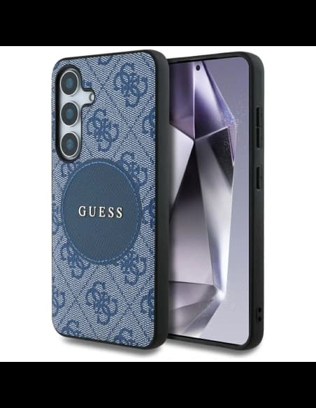 Guess 4G Round Patch Classic Logo MagSafe Samsung Galaxy S25+ Plus albastru