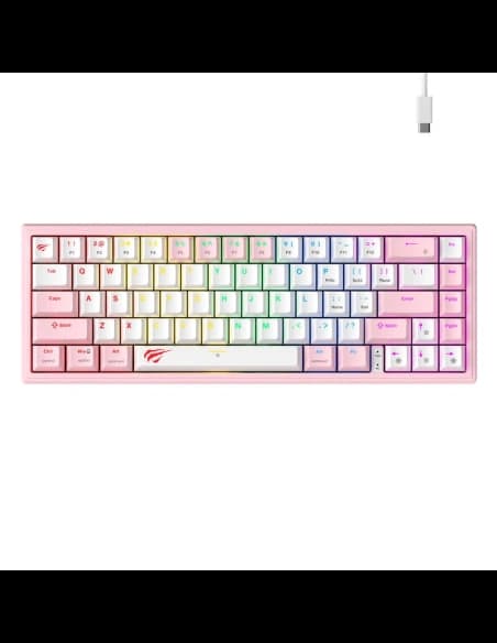 Klawiatura mechaniczna gamingowa HAVIT KB874L RGB (różowo-biała)