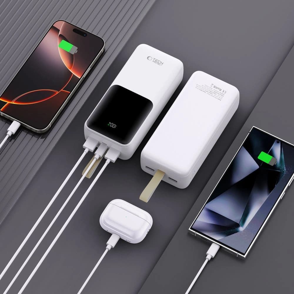 Tech-Protect PB03 Powerbank 30000mAh 22.5W Alb - 6