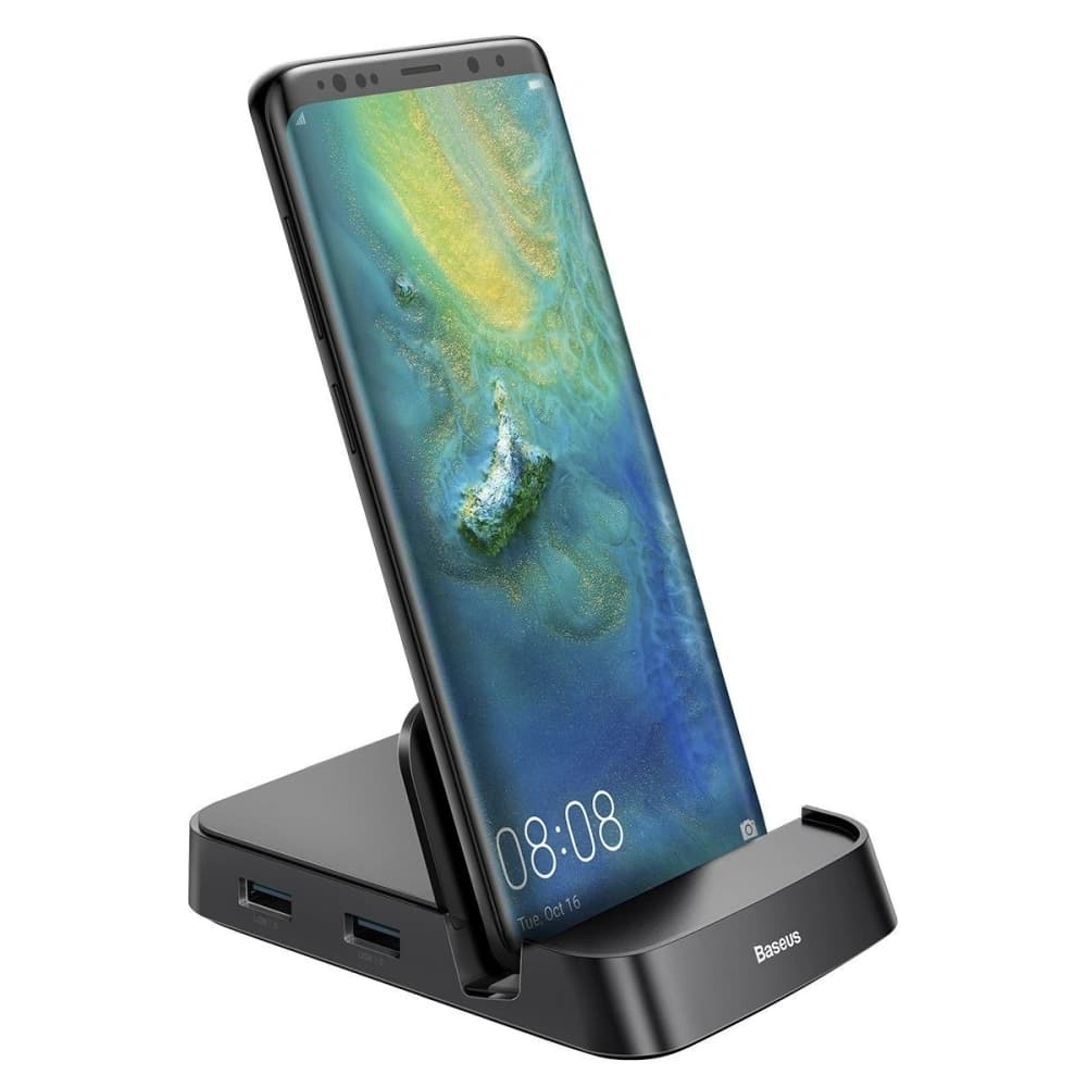 Stacja dokująca, HUB USB-C Baseus Mate Docking do smartfonów Huawei i Samsung, 15W (czarna) - 1