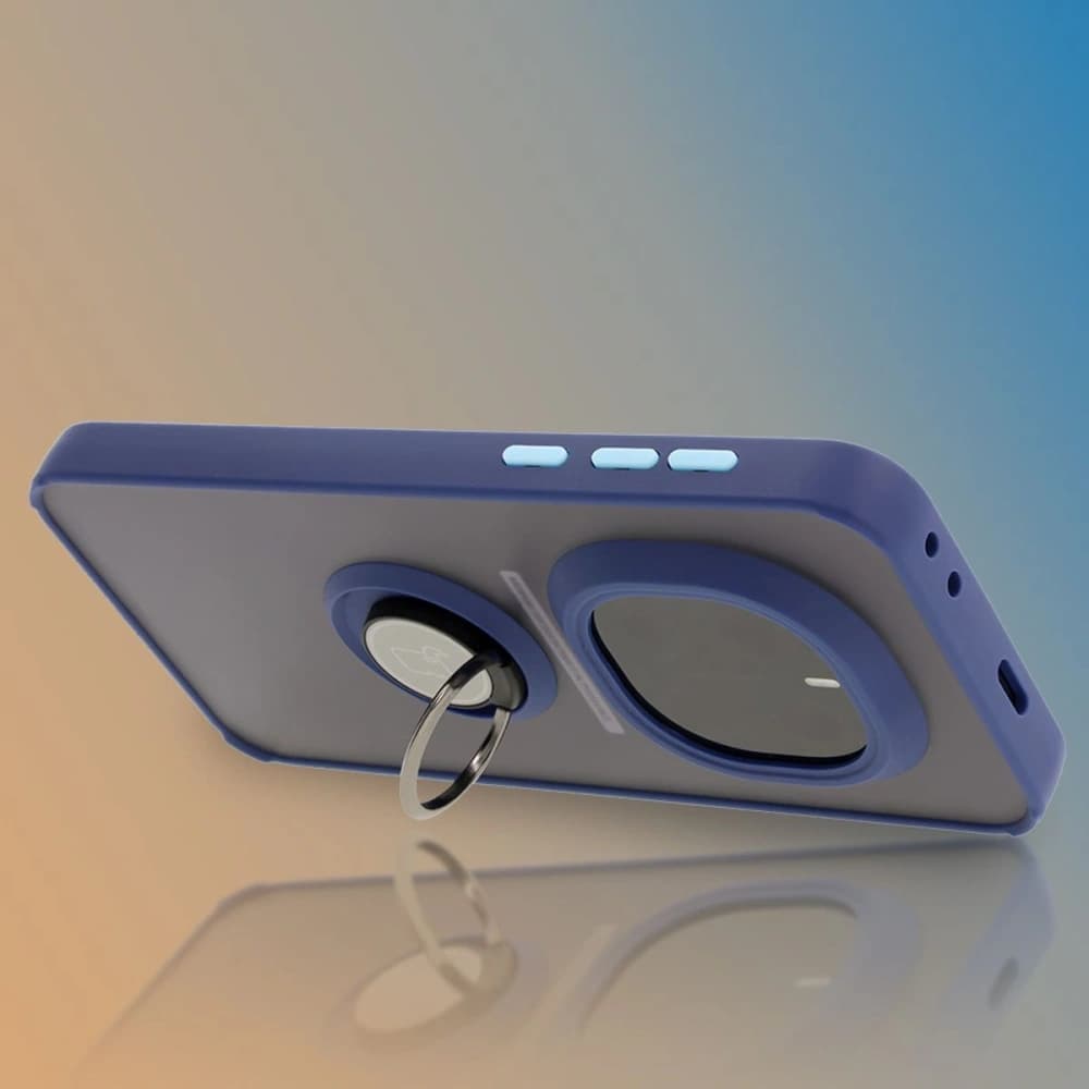 Bizon Case Hybrid Ring Honor Magic7 Pro tentat cu un cadru de culoare albastru marin - 6