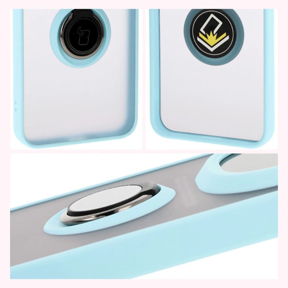 Bizon Case Hybrid Ring Honor Magic7 Pro nuanțat cu un cadru de culoare albastru deschis. - 4