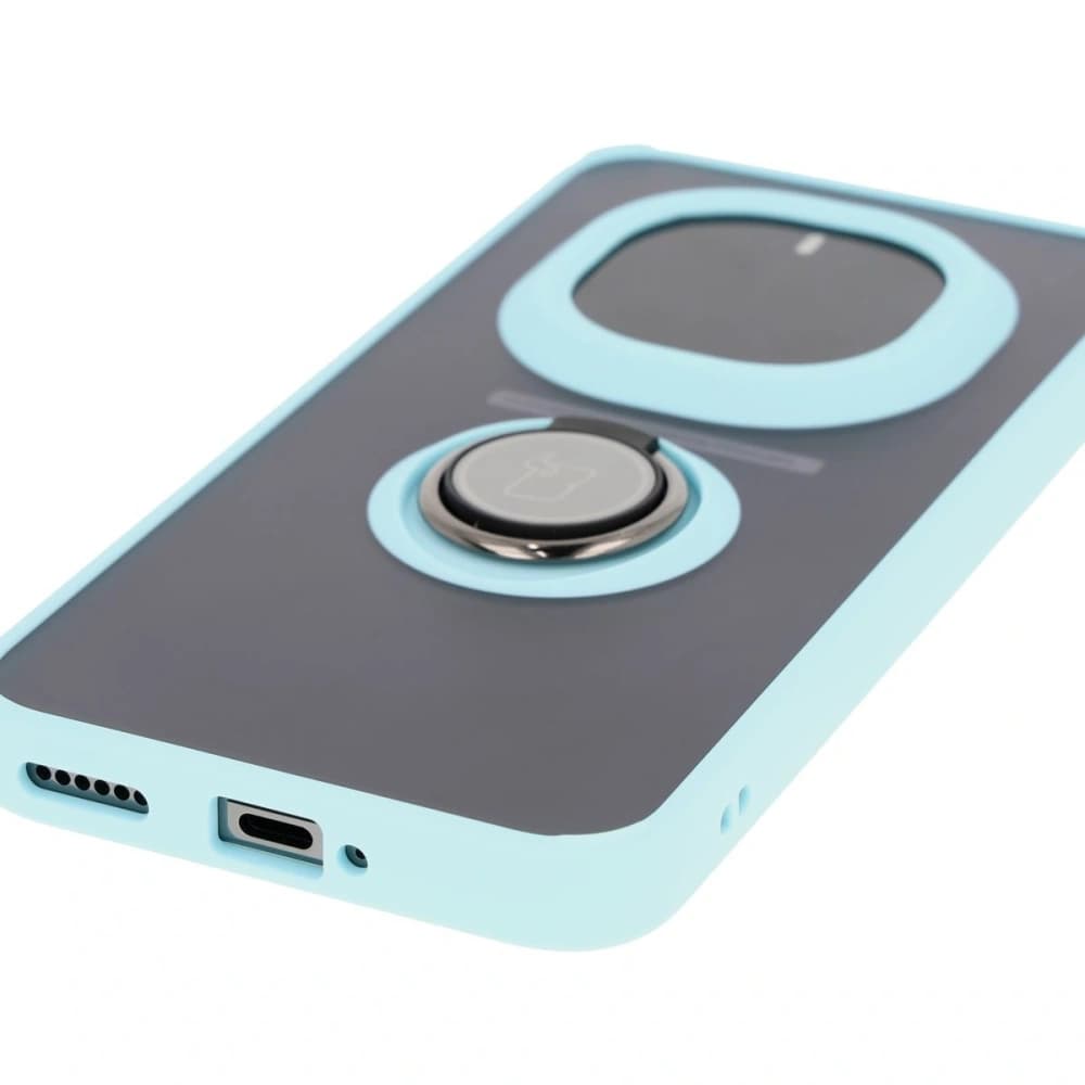 Bizon Case Hybrid Ring Honor Magic7 Pro nuanțat cu un cadru de culoare albastru deschis. - 5