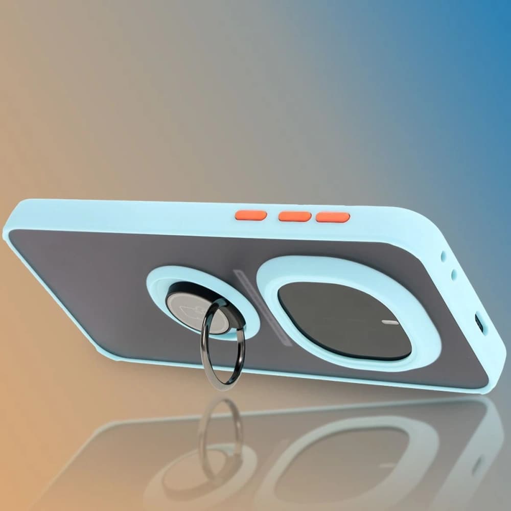 Bizon Case Hybrid Ring Honor Magic7 Pro nuanțat cu un cadru de culoare albastru deschis. - 6