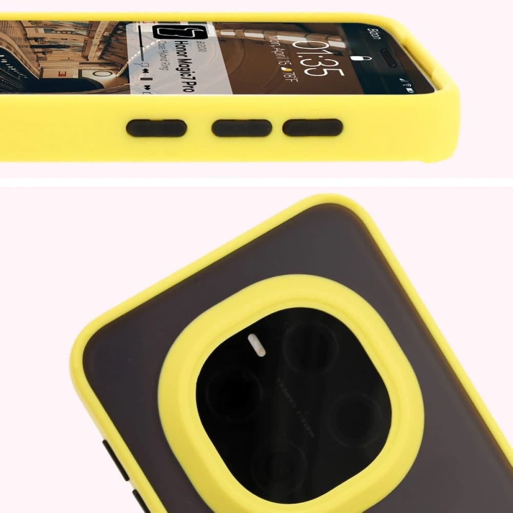 Bizon Case Hybrid Ring Honor Magic7 Pro getönt mit einem gelben Rahmen. - 3
