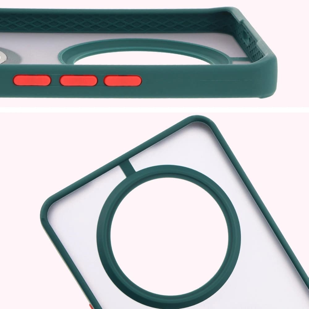 Bizon Case Hybrid Ring Honor Magic7 Lite fumuriu cu un cadru verde închis - 3