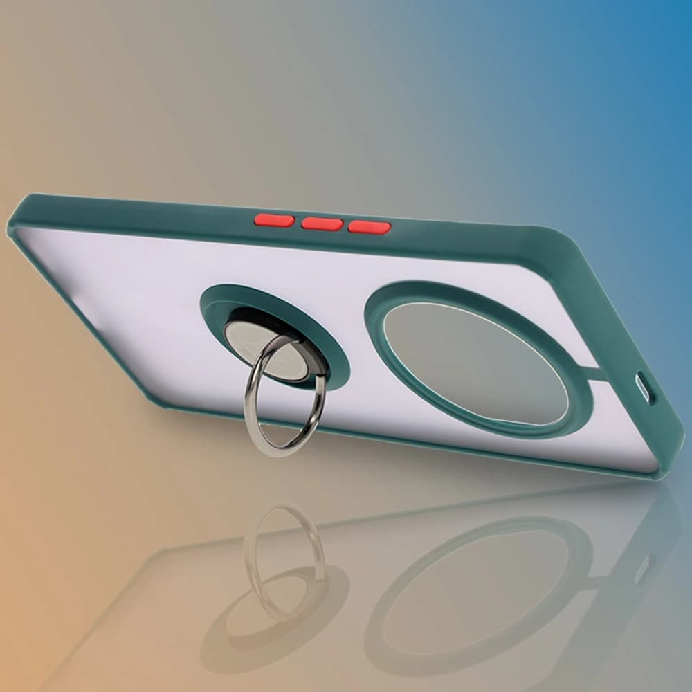 Bizon Case Hybrid Ring Honor Magic7 Lite fumuriu cu un cadru verde închis - 6