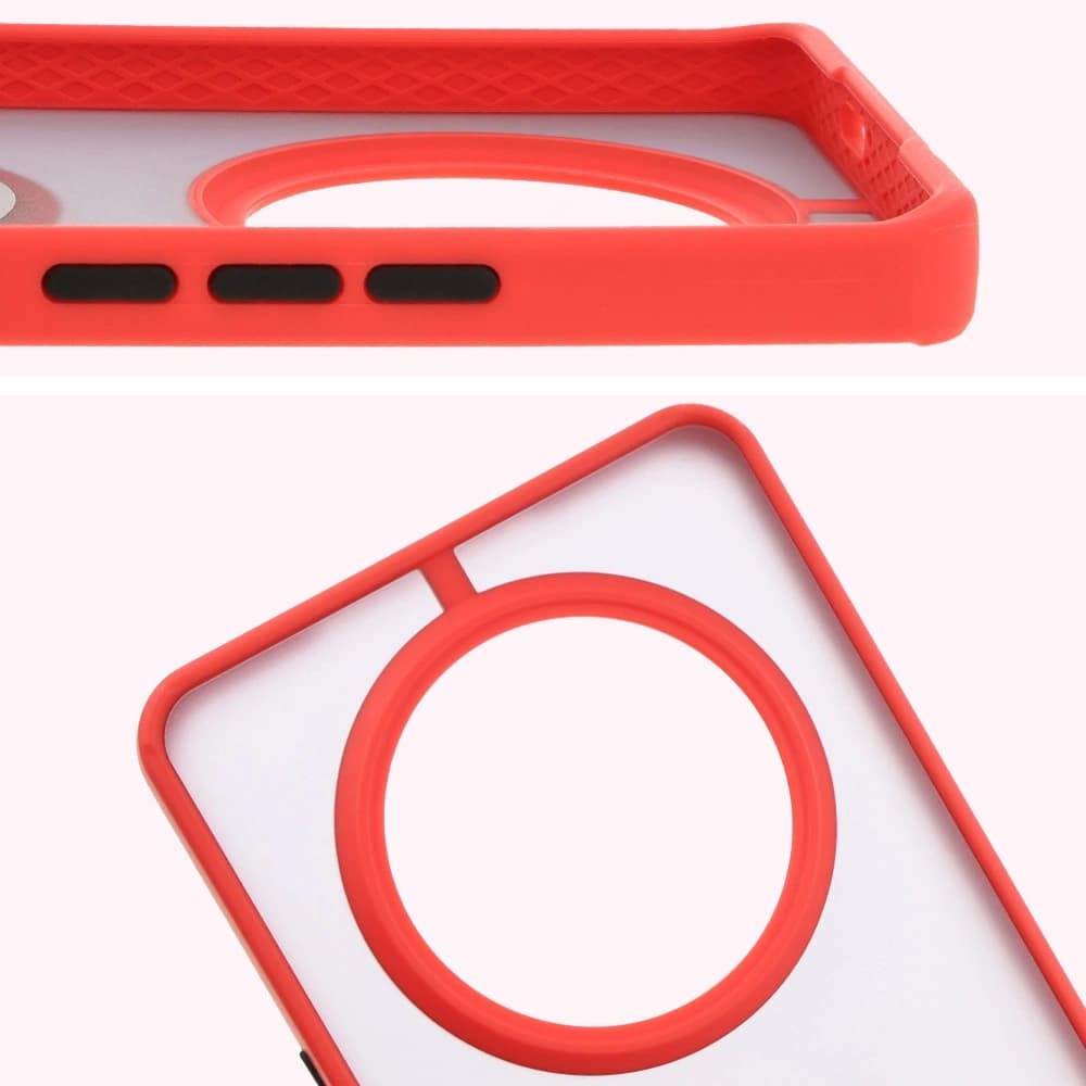 Etui s úchytem na prst Bizon Case Hybrid Ring pro Honor Magic7 Lite kouřové s červeným rámem. - 3