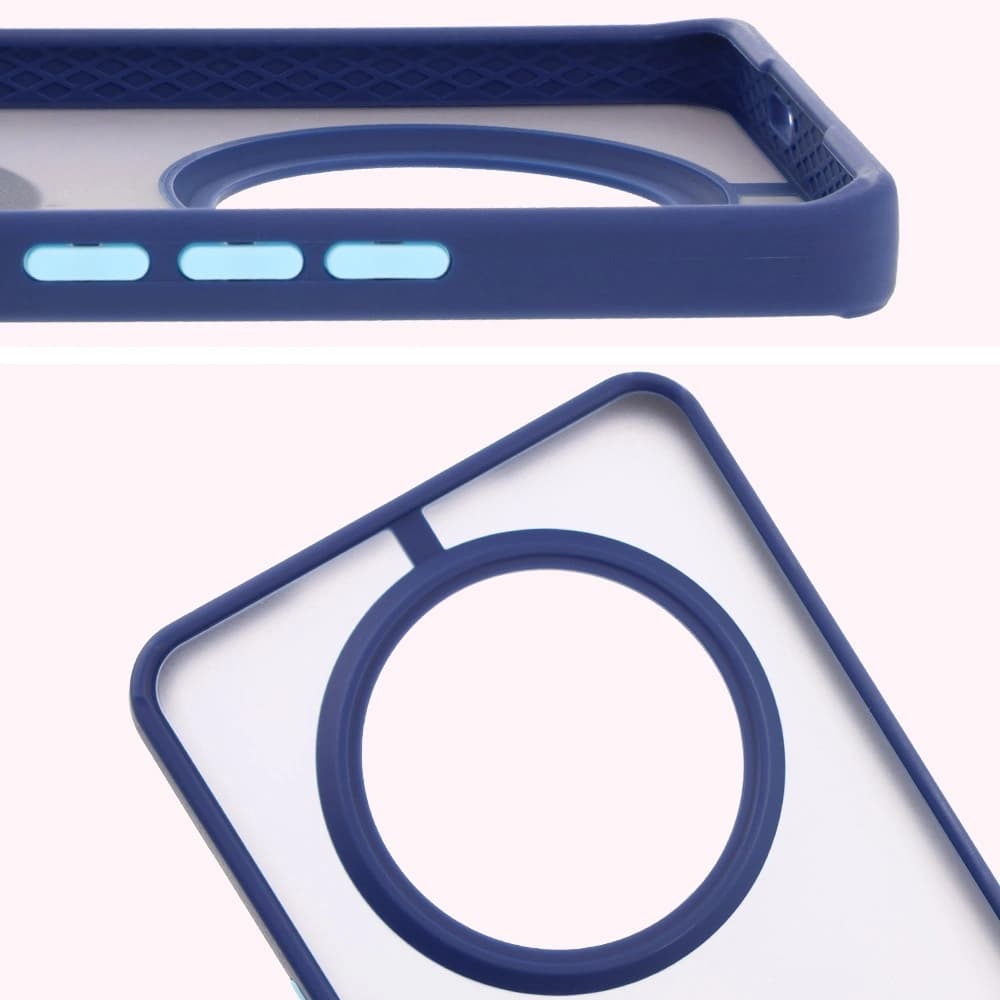 Bizon Case Hybrid Ring Honor Magic7 Lite smoky with a dark blue frame - 3