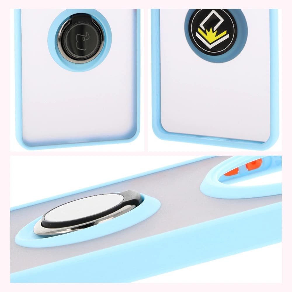 Bizon Case Hybrid Ring Honor Magic7 Lite smoky with a light blue frame - 4