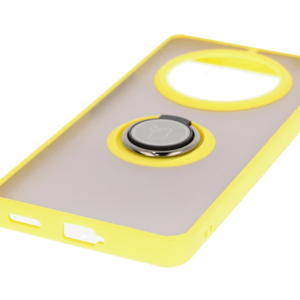 Bizon Case Hybrid Ring Honor Magic7 Lite smoky with a yellow frame - 5