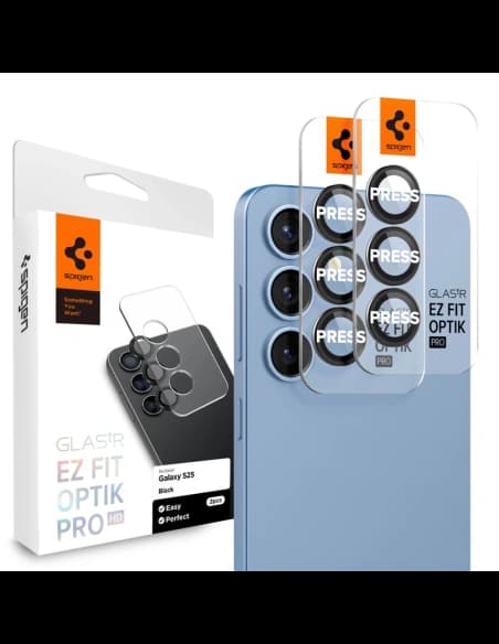 Tvrzené sklo na zařízení Spigen Optik Pro HD Glas.tr ez Fit Camera Protector Samsung Galaxy S25+ Plus Black [2 PACK]
