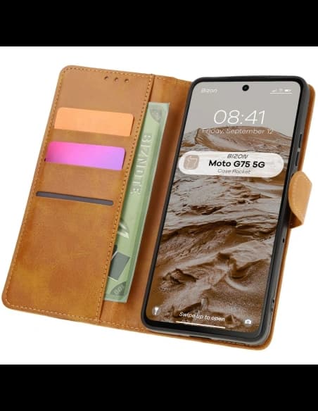 Bizon Case Pocket Motorola Moto G75 5G brown