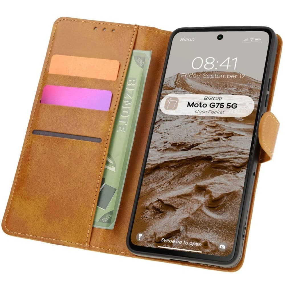 Bizon Case Pocket Motorola Moto G75 5G brown