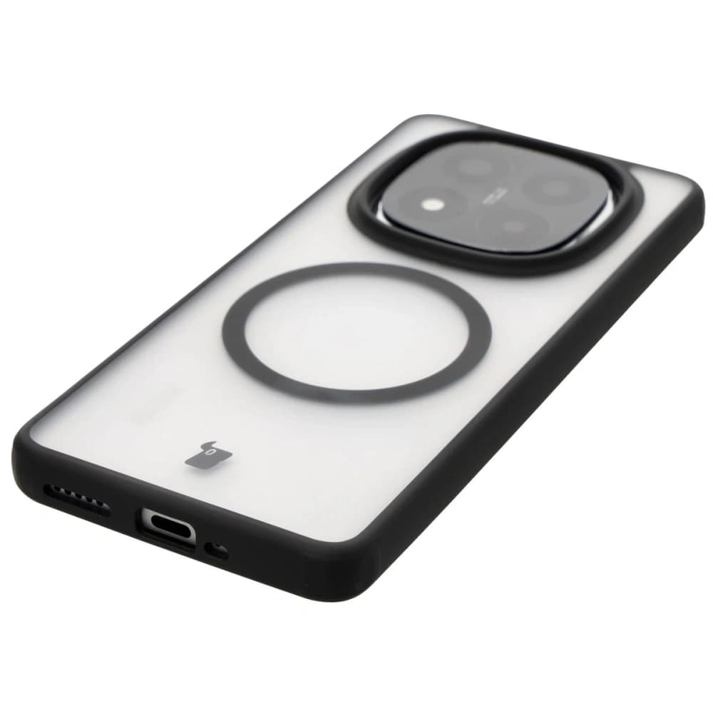 Etui s magnetickým kroužkem Bizon Case MatteO pro Xiaomi Redmi Note 14 Pro 5G / 14 Pro Plus 5G / Poco X7 poloprůhledné s černým rámem - 6