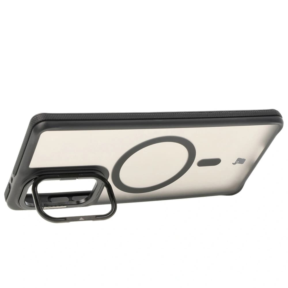 Pouzdro s podstavcem a magnetickým kroužkem Bizon Case Eclipse pro Motorola Edge 50 Fusion kouřové s černým rámečkem - 3