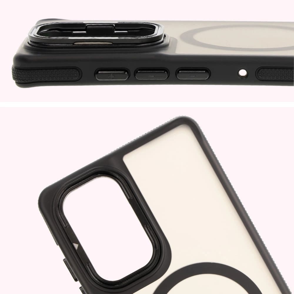 Pouzdro s podstavcem a magnetickým kroužkem Bizon Case Eclipse pro Motorola Edge 50 Fusion kouřové s černým rámečkem - 5