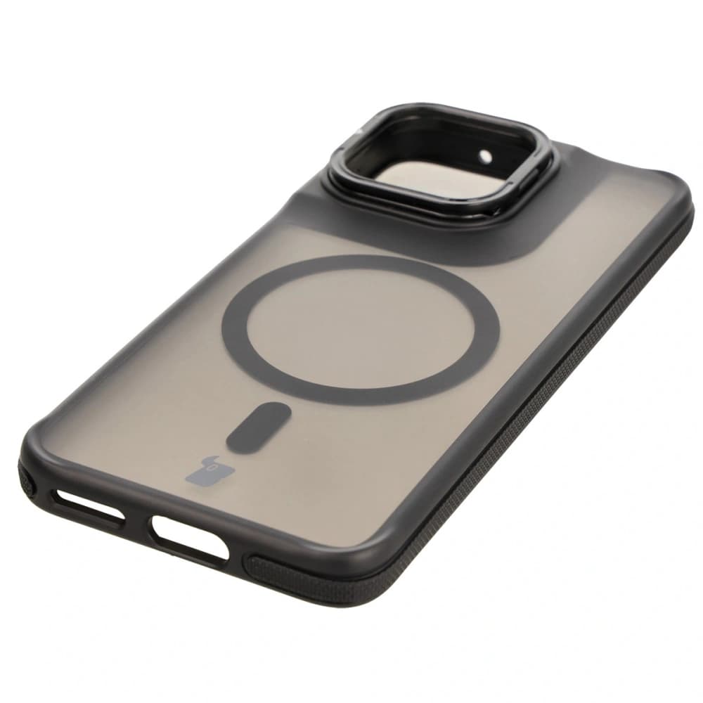 Bizon Case Eclipse Stand & Magnetic Motorola Edge 50 Neo rauchig mit einem schwarzen Rahmen - 7