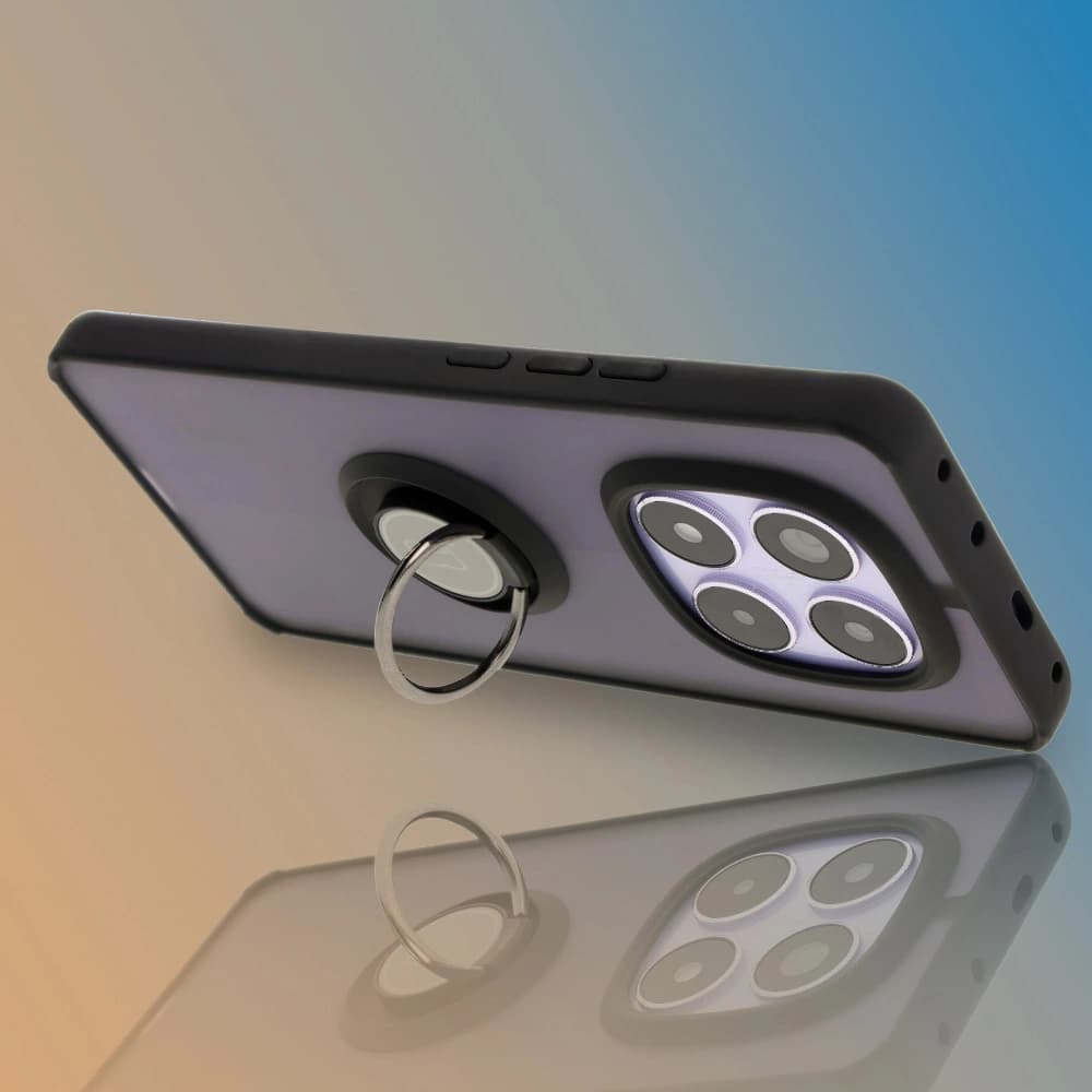 Etui s úchytem na prst Bizon Case Hybrid Ring pro Xiaomi Redmi Note 14 Pro 5G / Poco X7 kouřové s černým rámečkem - 6