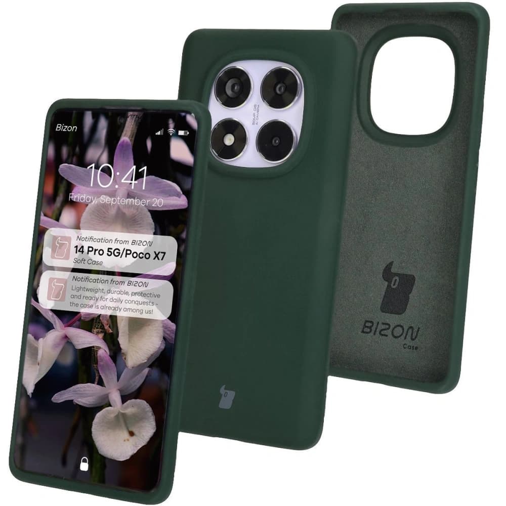 Silikonové pouzdro Bizon Soft Case pro Xiaomi Redmi Note 14 Pro 5G / Poco X7 tmavě zelené