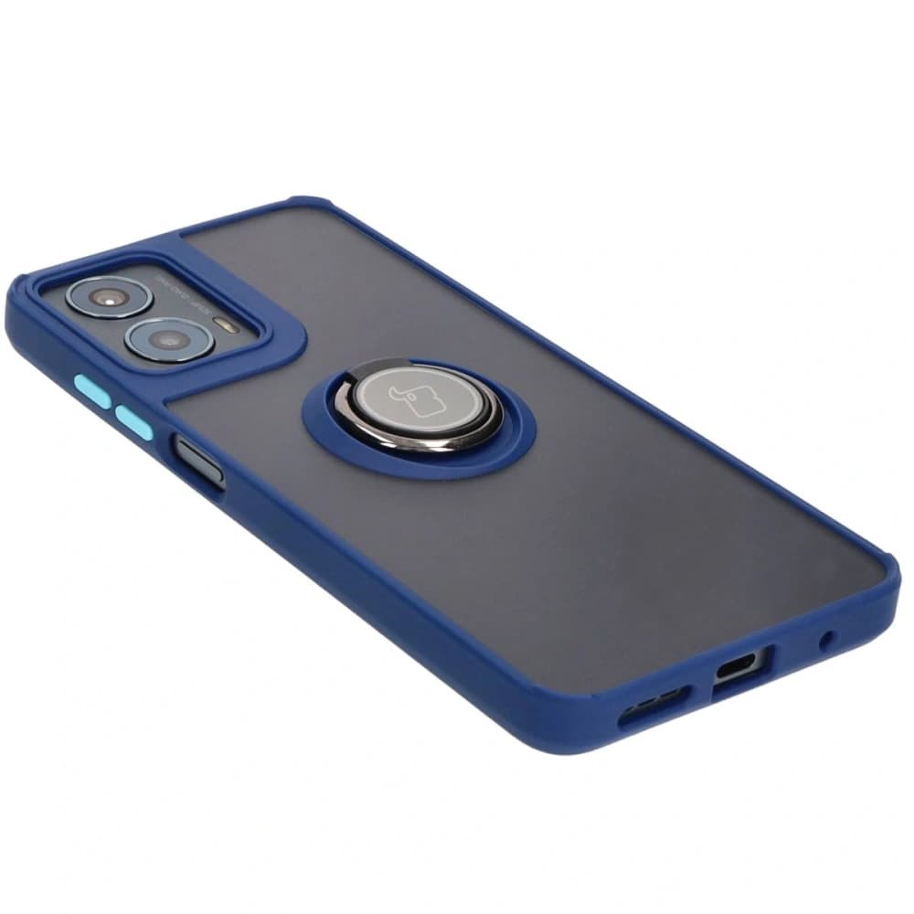 Bizon Case Hybrid Ring Motorola Moto G04 / G24 / G24 Power smoky with a dark blue frame - 4