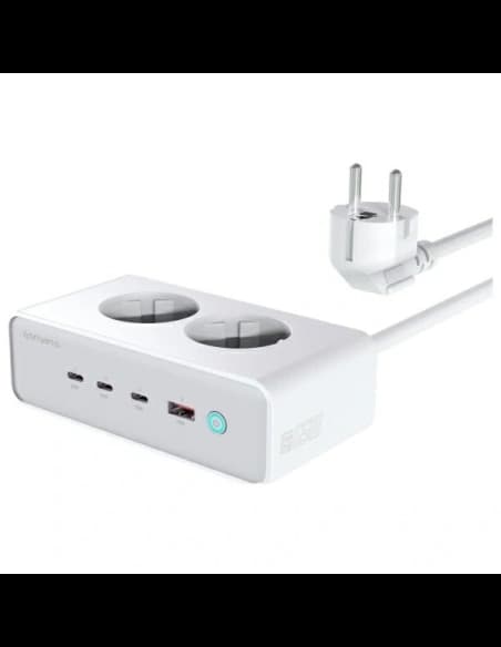 4smarts 6in1 hosszabbító kábel 2xAC, USB-A, 3xUSB-C 65W GaN fehér