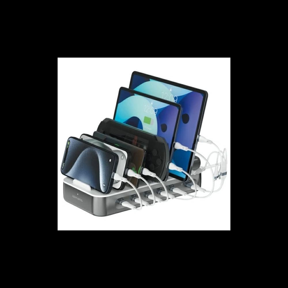 Nabíjecí stanice 4smarts Team 100W USB-A, 5xUSB-C se sadou kabelů space grey - 1