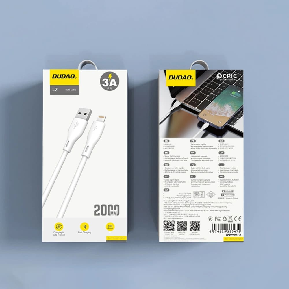 Dudao L2L USB-A / Lightning 3A 2m fehér - 10