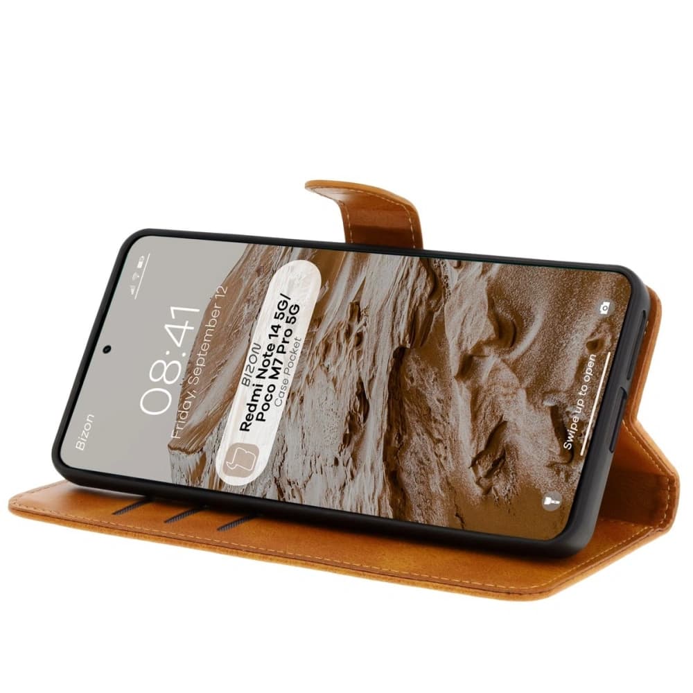 Bizon Case Pocket Xiaomi Redmi Note 14 5G / Poco M7 Pro 5G brown - 5