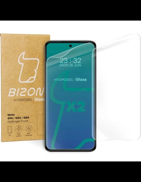 Bizon Glass Hydrogel Față Motorola Moto G14 / G54 / G55 / G84 [2 PACHET]