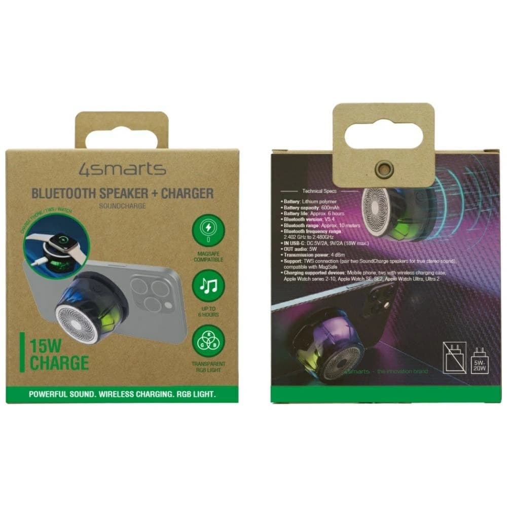 4smarts SoundCharge RGB Bluetooth 5.4 kompatibilis MagSafe Bluetooth hangsugárzó fekete - 6