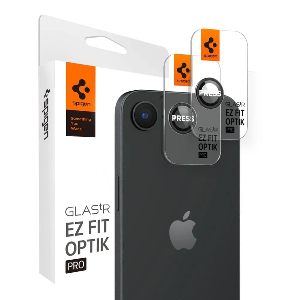 Tvrzené sklo na zařízení Spigen Optik Pro Glas.tr ez Fit Camera Protector Apple iPhone 16e Black [2 PACK] - 1