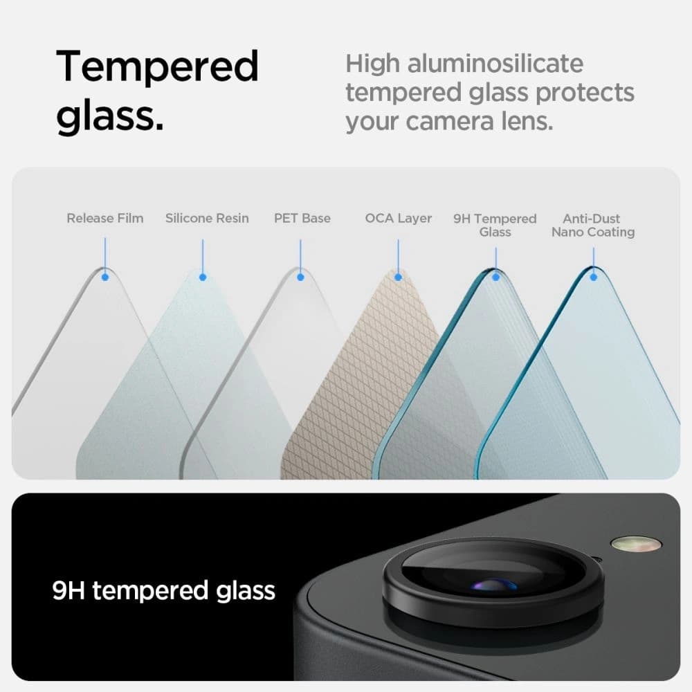 Tvrzené sklo na zařízení Spigen Optik Pro Glas.tr ez Fit Camera Protector Apple iPhone 16e Black [2 PACK] - 11