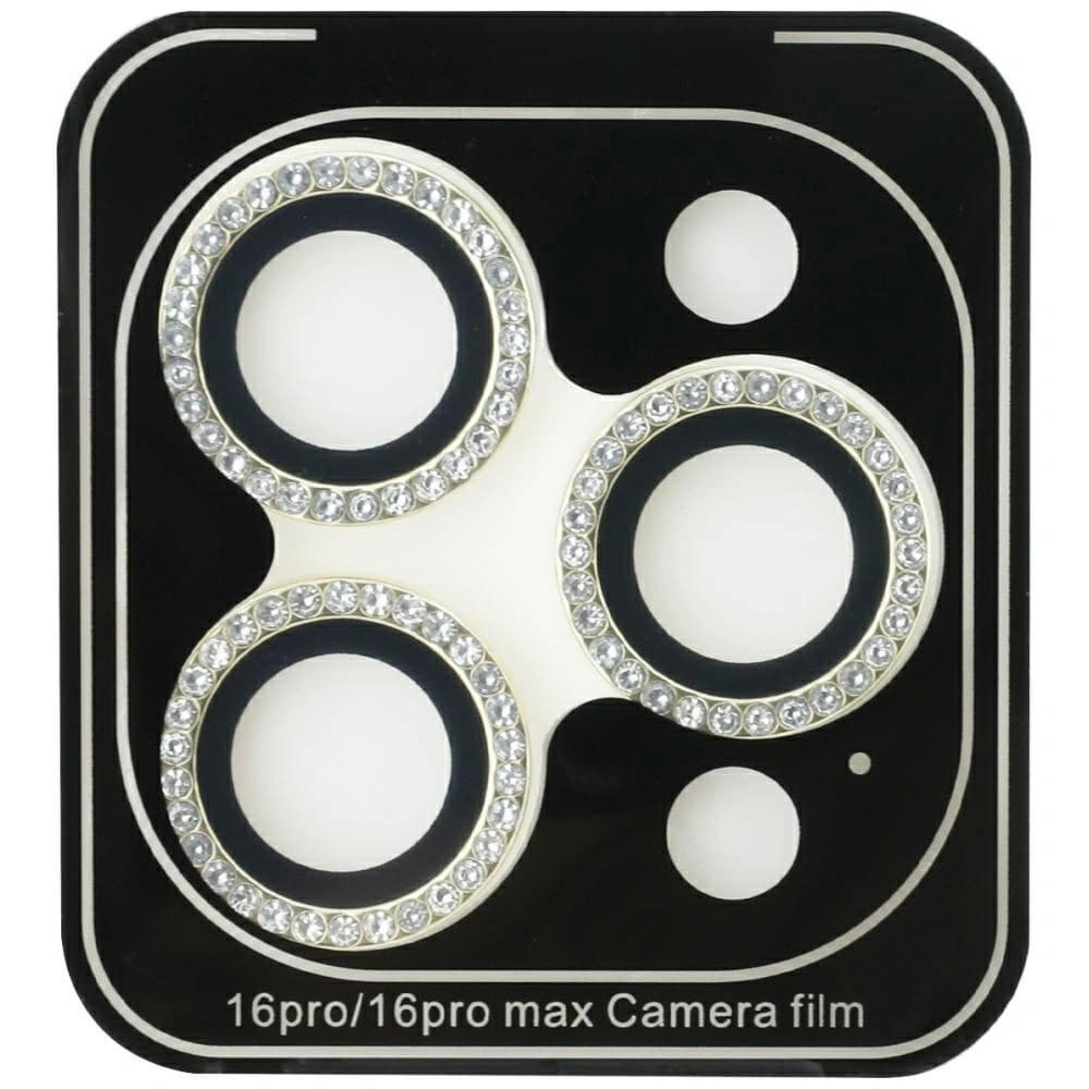 Guess Ochranný kryt na čočky se skleněnými kamínky Apple iPhone 16 Pro / 16 Pro Max zlato - 2