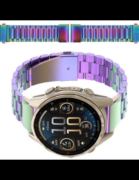 Pasek ze stali nierdzewnej Bizon Strap Watch Aura do Smartwatcha 20 mm tęczowy