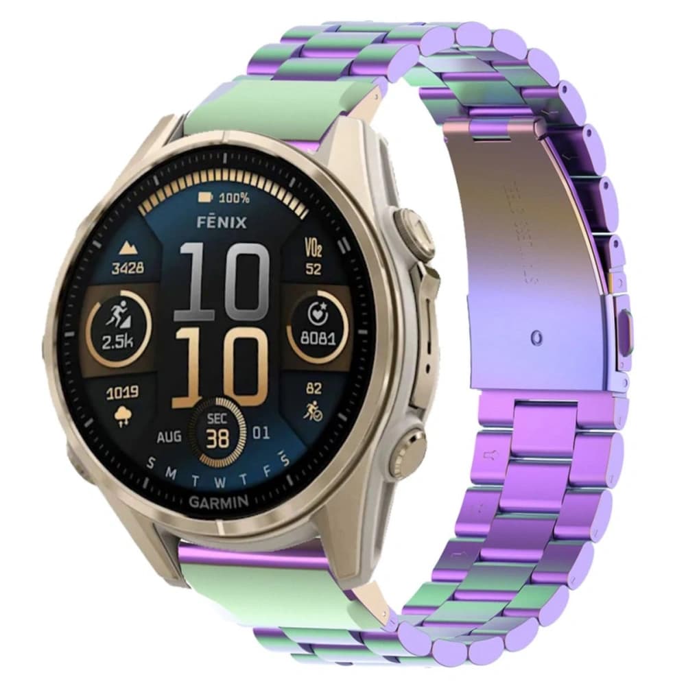 Pasek ze stali nierdzewnej Bizon Strap Watch Aura do Smartwatcha 20 mm tęczowy - 2