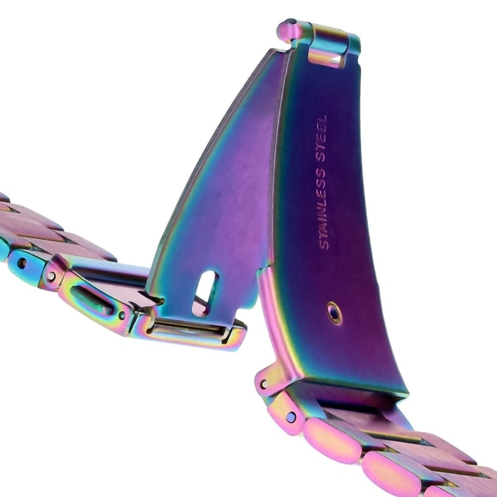 Pasek ze stali nierdzewnej Bizon Strap Watch Aura do Smartwatcha 20 mm tęczowy - 4