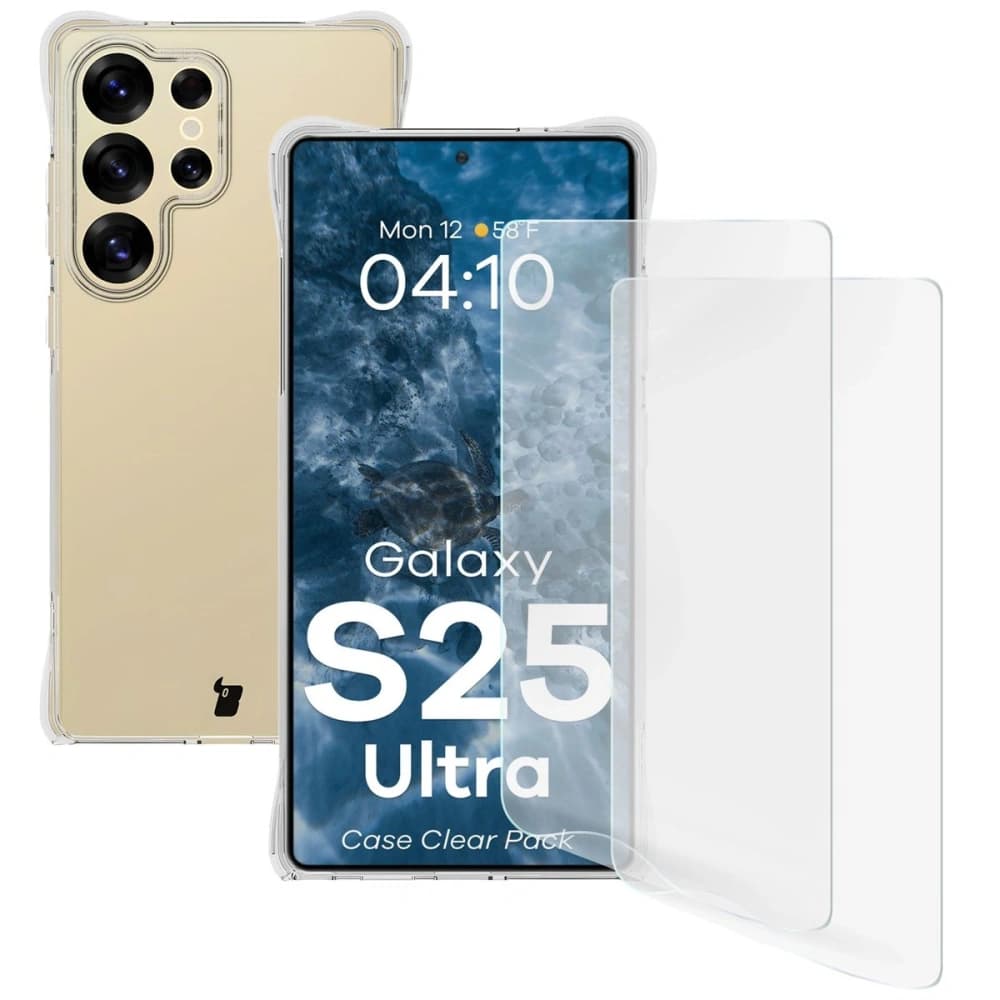 Bizon Case Clear Pack pouzdro + 2x ochranná fólie Samsung Galaxy S25 Ultra čiré - 1